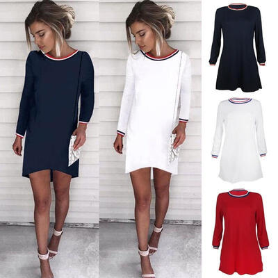 

Fashion Women Long Sleeve Casual Party Evening Cocktail Party Short Mini Dress