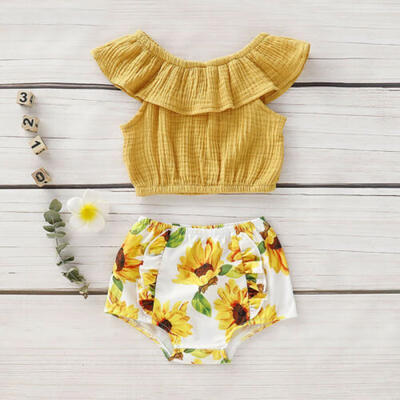 

New Newborn Baby Girls Off Shoulder T shirt TopsPP Pants Shorts Clothes Outfits
