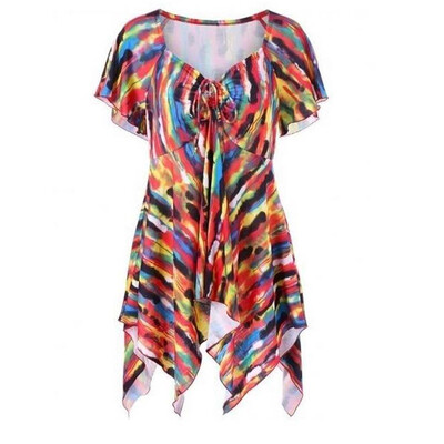 

Nomeni Women Flowers Printing T-Shirt Short Sleeve Casual Tops Blouse