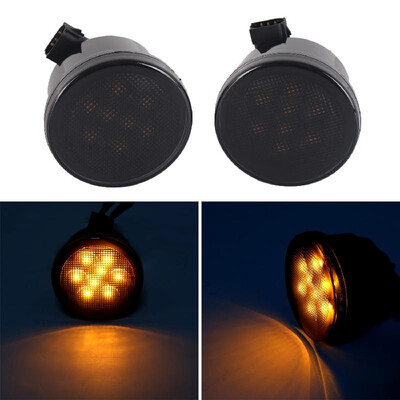 

LED Turn Signal Fender Marker Flare Side Light Daytime Running Light Smoke Lens Replacement for Jeep Wrangler 2007-2017