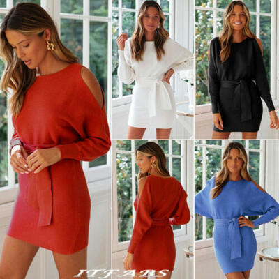 

New Women Casual Long Sleeve Solid Loose Tunic Top Shirt Blouse Mini Maxi Dress