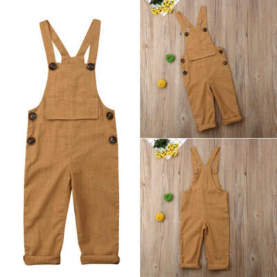 

Kid Toddler Baby Girl Boy Linen Romper Jumpsuit Playsuit Clothes Suspender Pants