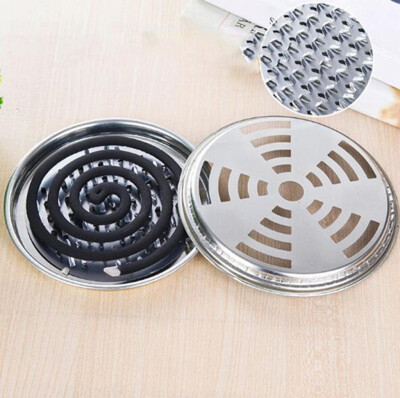 

〖Follure〗Mosquito Coil Holder Stainless Steel Mosquito Coil Holder With Support Nails And Hollow Cover 2 PCS