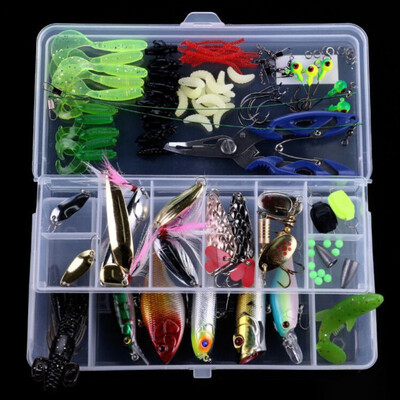 

110PCSSet Fishing Lures Hook Set with Box Sets 2 35Pcs Soft Worm Lure Carp 10 Lead Head Jig 1 Set Tackle