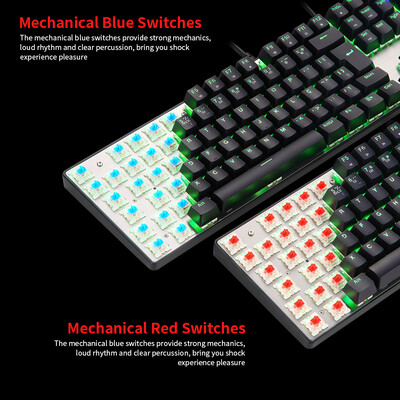

MOTOSPEED CK104 Mechanical Gaming Keyboard Wired USB Colorful LED Backlight Gaming Keyboard with 104 Keys for Portuguese Red Switc