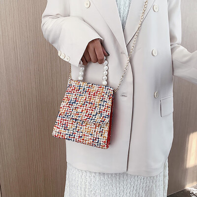 

Tailored Women Chain Bag Fashion Shoulder Cute Pearl Portable Messenger Bag