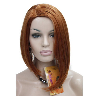 

StrongBeauty Short Side Part No Bang Brown Highlighted Bob Full Synthetic CostumeParty Wig COLOUR CHOICES