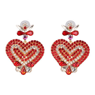

JURAN Vintage Boho Statement Crystal Heart Drop Earrings Ethnic Antique Heart-shaped Jewelry Birdal Wedding Party Accessories