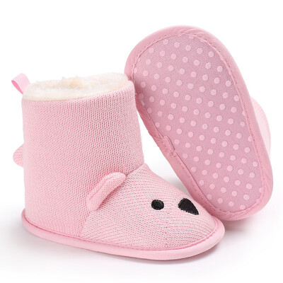 

Fashion Baby Winter Shoes Boots Cute Cartoon Bear First Walkers Knitted Keep Warm Booties Infant Toddlerborn Boots
