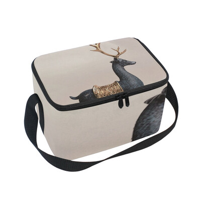 

ALAZA Lunch Box Insulated Retro Deer Lunch Bag Large Cooler Tote Bagfor Men Women