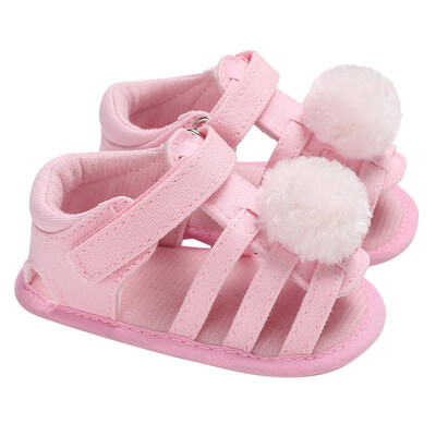 

Hair Ball Cute Baby Sandals Summer Breathable Cotton Baby Girl Sandals Fashion Baby Shoes Soft Baby Girl Beach Sandals