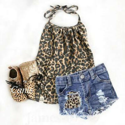 

US Toddler Kids Baby Girls Sling Sleeveless Tops Jeans Pants Sunsuit Outfit Sets
