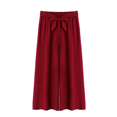 

Causal Women Autumn Pants Drawstring Wide Leg Pants Loose Straight Trousers