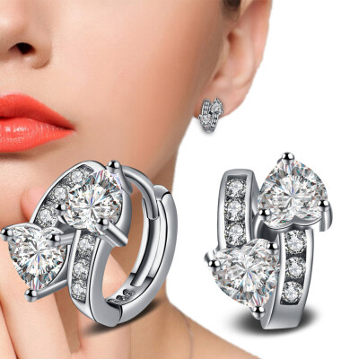 

Charming Zircon Nail Mosaic Double Love Sweet Earrings for Femininity