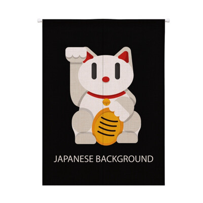 

Lucky Cat Design Cotton And Linen Japanese Style Doorway Curtain Hanging Tapestry For Home Decoration