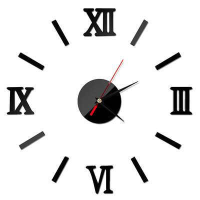 

〖Follure〗DIY Mirror Living Modern Design Home Room Decoration Time Wall Clock Black
