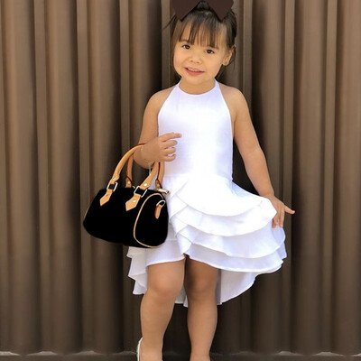 

Summer Infant Baby Girls Sleeveless Solid Backless Dress Vest Layered Dresses