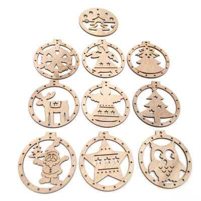 

10PCS Christmas Wooden Hanging Decoration Christmas Tree Home Decor Ornaments Xmas Festive Party Supplies