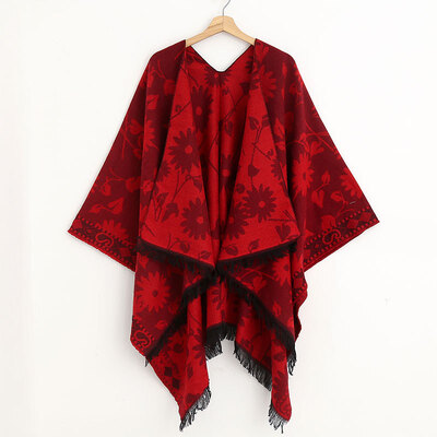

Vintage ethnic style Tibet Qinghai tourism sun shawl autumn&winter thick warm scarf double sided warm cloak