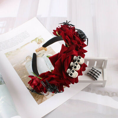 

Halloween The Dead Flower Crown Headband Womens Horror Foam Skull Hair Hoop