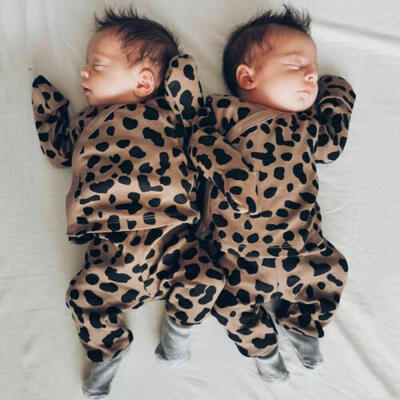 

Newborn Baby Boy Girl Leopard Print Tops Romper Pants Outfit Clothes 2Pcs Set