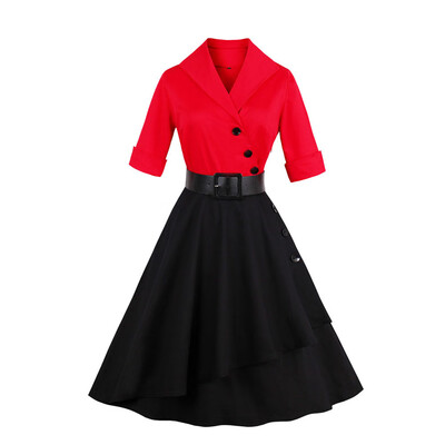 

Half Sleeve Contrast Color The Big Pendulum Dress