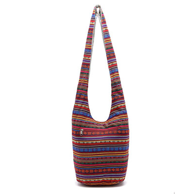 

Bohemian Women Ethnic Printed Zipper Shoulder Hobo Bag Gypsy Cotton Tote Pouch
