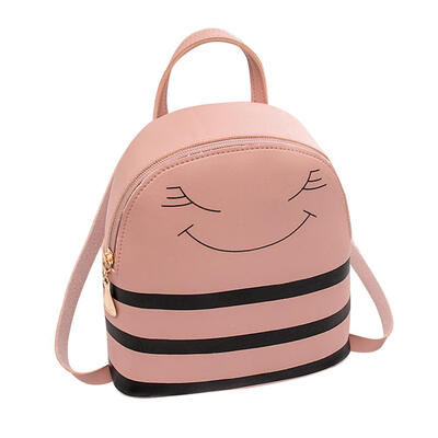 

Women Cartoon Stripe Print Mini Backpack Leather Shoulder Bags Travel Bag