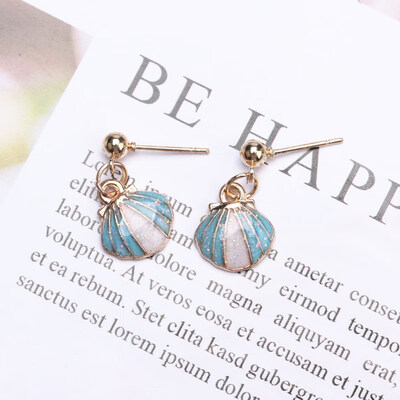 

EK697 Hot Sale Sweet Natural Shell Drop Earrings For Women Enamel Drip Beach Earring DIY Wedding Jewelry Accessories Cute Gift