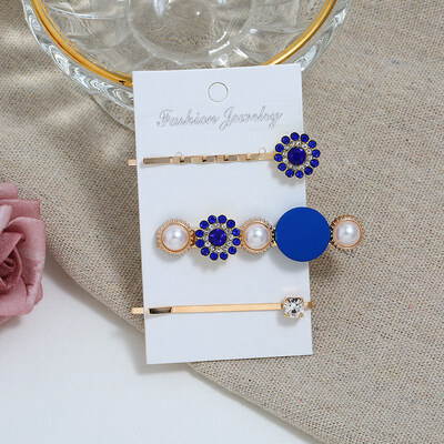 

Pearl Hair Clip Headwear Korean Pearl Flower Word Hair Side Clip Three piece Sweet Hair Hairband Barrette Headdress Accessories