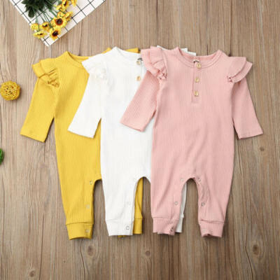 

US Newborn Baby Girl Boy Ruffle Romper Bodysuit Jumpsuit Knitted Outfits Clothes