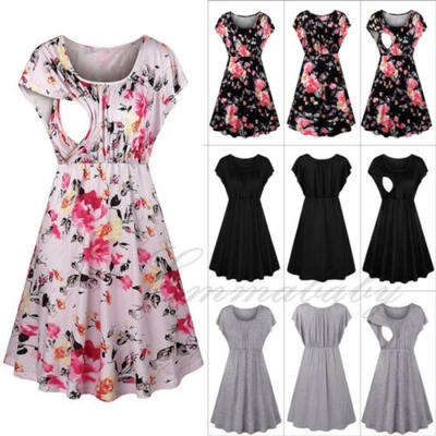 

Pregnant Women Nursing Maxi Dress Breastfeeding Summer Casual Maternity Sundress