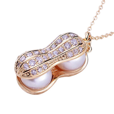 

Womens Fashion Jewelry Imitation Pearl Clavicle Chain Peanut Pendant Necklace