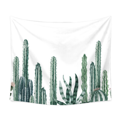 

Watercolor Cactus Printed Tapestry Polyester Fabric Hippie Bohemian Print Home Decor Wall Hanging Tapestry Beach Throw Blanket