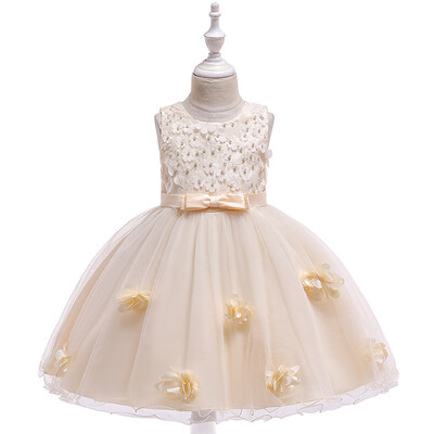 

Toddler Kid Baby Girls Lace Flower Princess Party Performance Formal Tulle Dress