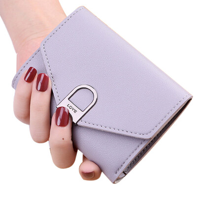 

Fashion Women Solid Color 3-Folds Short Wallet Student Purse Bag Card Holder
