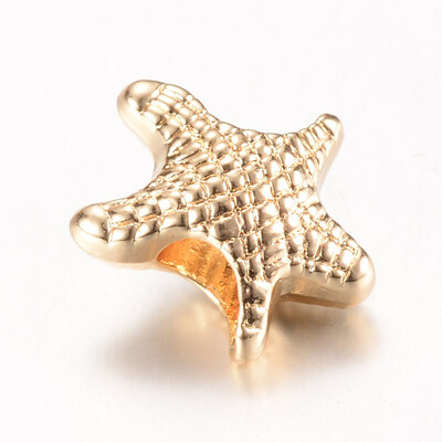 

Alloy European Beads Large Hole Beads Starfish Light Gold 12x14x7mm Hole 5mm