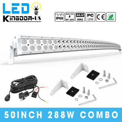 

3D White 50Inch Curved 672W Led Light Bar Offroad 4WD Driving Truck Boat ATV 52