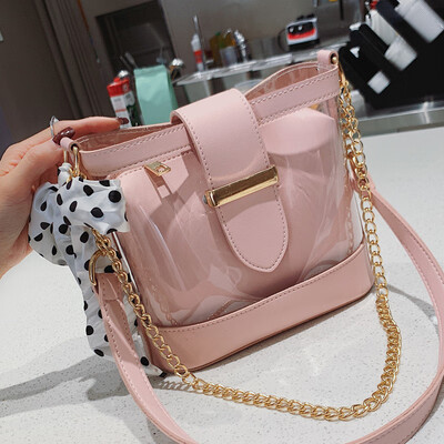 

Small bag 2019 new oblique satchel ins transparent jelly bag stray bag small Xiang Feng chain bag