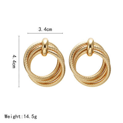 

European&American style Earrings for Woman 2019 Exaggeration Big Four Layers Ring Earrings Gold color Fashion Jewellery Gift