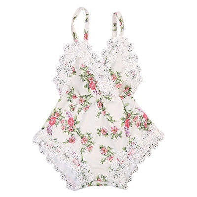 

Newborn Baby Girl Lace Romper Bodysuit Christening Clothes Sunsuit Party Outfits