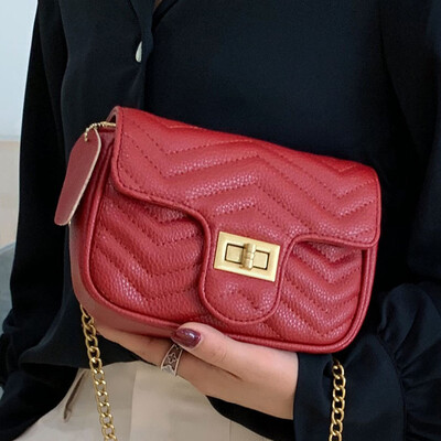 

Summer little fresh woman 2019 new fashion slant bag fashion texture rhomboid single shoulder chain bag