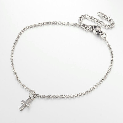 

Cross Stainless Steel Anklets with Lobster Clasps&End Chains Stainless Steel Color 230x2mm
