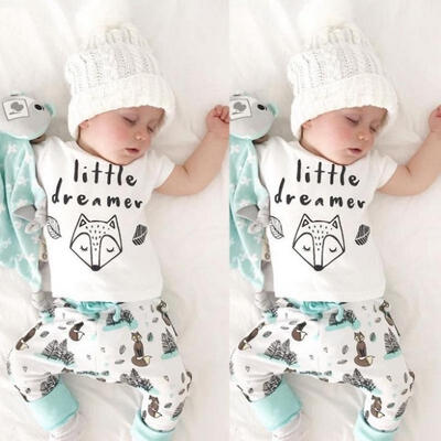 

Newborn Baby Boy Girls Short Sleeve Fox T-shirtPants 2pcs Outfits Clothes Set