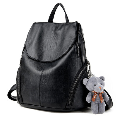 

Textured soft leather womens double-shoulder bag Korean 100-style backpack casual&fashionable travel large capacity