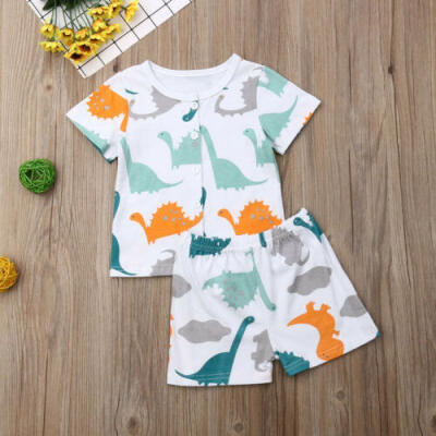 

2pcs Toddler Kids Baby Boy T-shirt TopsShorts Pants Outfit Dinosaur Clothes Set