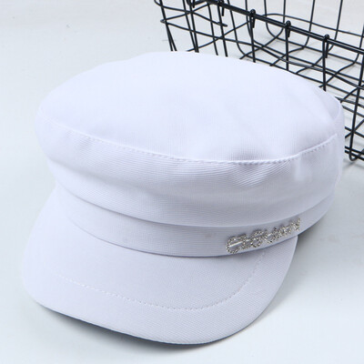

Hat Female Spring&Autumn Cotton Letter Flat-topped Navy Hat