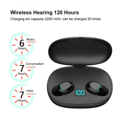 

True Wireless Headphones Bluetooth 50EDR TWS Earbuds with Mic In-ear Stereo Earphones Twins Sports Headset Charging Box Battery