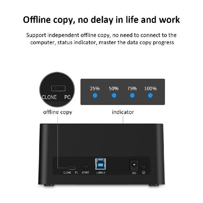 

ORICO 6629US3-C HDD Docking Station Dual Bay USB 30 2535 inch SATA External Hard Drive Dock Off-line Clone Docking Station