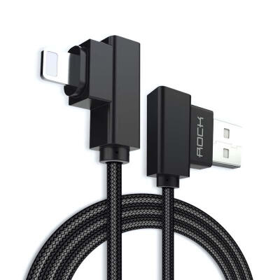 

ROCK Lock Double Head  Shape Apple USB Data Cable Creative Nylon Braid Lightning USB Data Cable-2m